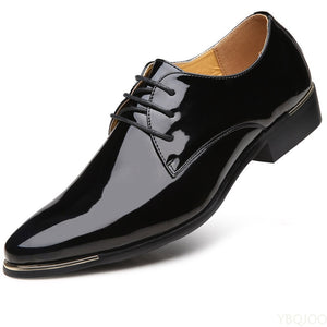 Men's Patent Leather Shoes White Wedding Shoes Black Leather Soft Dress Shoes Mart Lion   