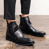  Men's Ankle Boots Brown Black Buckle Strap Classic Shoes with Zapatillas Hombre Mart Lion - Mart Lion