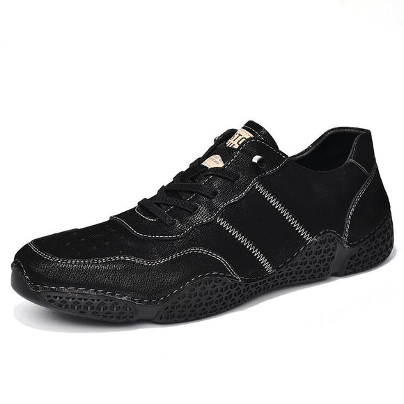 Men's Sneakers Genuine Leather Casual Shoes Designer Lace Up Footwear Handmade Flats Beige Walking Mart Lion 2-Black 6.5 