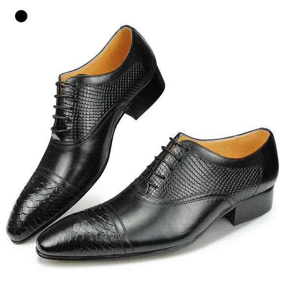 Wedding Party Men's dress shoes For Genuine cow leather Classic Style Oxfords slip-on casual Handmade Black zapatos Mart Lion   