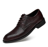 Vintage Mesh Men's Oxford Shoes Genuine Leather Lace Up Dress British Style Pointed Toe Wedding Mart Lion brown-lace-mesh 6.5 