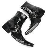 autumn Wedding Men Boots High-heeled Lace up Stage Show Cowhide Luxury Nightclub Party Mart Lion   