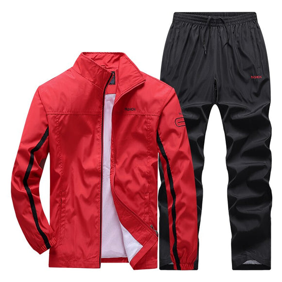 Men's Football Track suits Sportswear Men's Sets Casual Basketball Tracksuit Male Gyms Jogging Sweatshirt Sport Suit Mart Lion Red L 