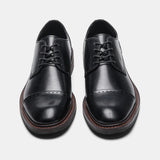 Brogue Genuine Leather Men Derby Shoes Thick Sole Men Formal Dress Leather Mart Lion Black 39 