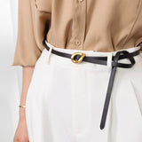 Literary Ladies Belt Trend Design Irregular Twist Shape Thin Belt Decorative Accessories Leather Belt Wear Resistant Mart Lion   