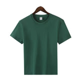 100% Cotton T Shirt Women Summer Casual Basic Loose Tshirt Korean Oversized Solid Tees Chic O Neck Female Tops Mart Lion Dark Green S 