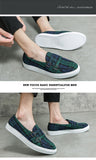 Loafers Men's Shoes Canvas Plaid Classic Moccasin Man Party Outdoor Daily PU Double Buckle All-match Casual Mart Lion   