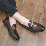 Loafers Men's Shoes PU Solid Color Casual Wedding Party Classic Crocodile Pattern Metal Dress Mart Lion   