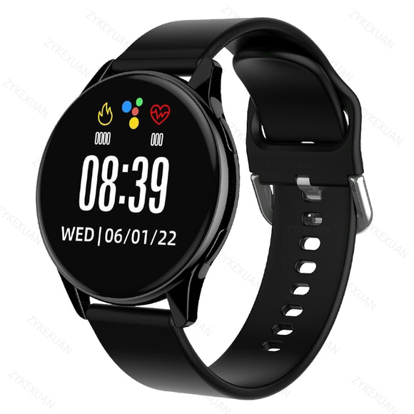 Smart Watch Round Waterproof Smartwatch Men's Women Fitness Tracker Blood Pressure Monitor for Android IOS Smart Clock Mart Lion Black  
