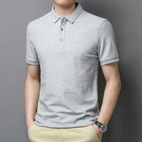 Korean Style Solid Polo Shirt Men's Short Sleeve Summer T Shirt Men's Clothing Streetwear Polo Shirt Korean Clothing Mart Lion Gray M 