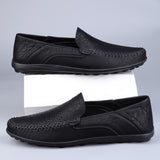 Leather Men's Breathable Driving Shoes Luxury Brands Formal Loafers Moccasins Lazy Black