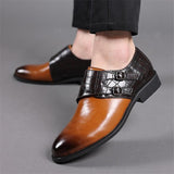 Buckle Shoes Men's Splicing Leather Dress Office Oxfords Wedding Party Slip-on Flats Mart Lion Brown 38 China