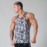 Camo Quick Dry Tank Top Men's Gym Fitness Bodybuilding Training Sleeveless Shirt Summer Casual Stringer Singlet Vest Clothing Mart Lion Gray (No Logo) M 