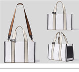  Casual Striped Canvas Large Tote Bag Designer Women Handbags Luxury Shoulder Crossbody Big Shopper Purse Travel Sac Ol Mart Lion - Mart Lion