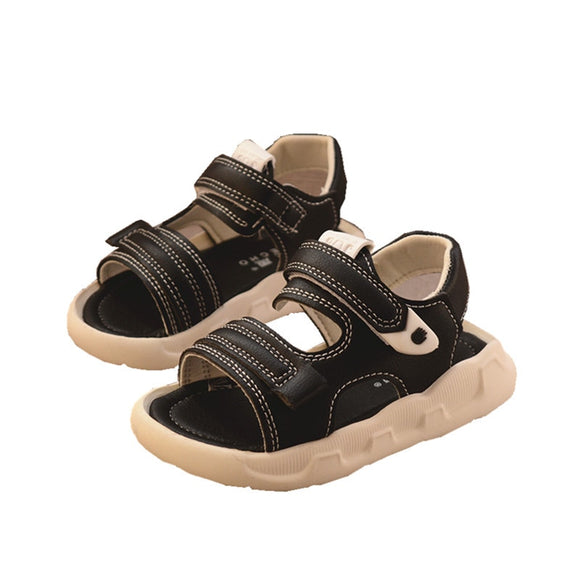 Summer Toddler Sandals Baby Girl Shoes Solid Color Leather Breathable Boys Sneakers Kids Infant Sport Boys Black Sandals Mart Lion   