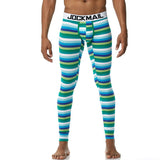 Jockmail Long Johns Men's Stripe Printing Rainbow Leaf Pattern Thermo Underwear Pants Men's Leggings Thermal UnderPants Mart Lion JM1106 GREEN M 