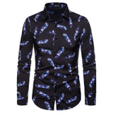 Shirts Men's Dress Casual Abstract Spider Web Print Long Sleeve Camisa Social Gradient Elasticity Mart Lion YS066 S 