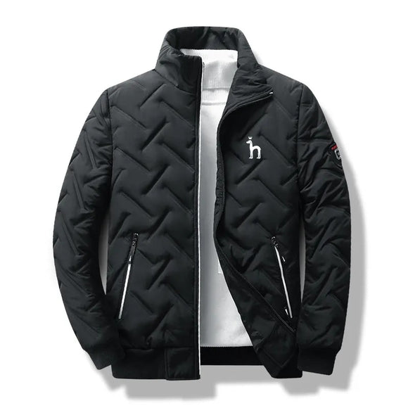 Men's Winter Jacket Coat Quilted With Thick Warm Pilot Winter Zipper Recreational Grid Vertical Zipper Mart Lion   