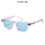 Lemtosh Style Polarized Sunglasses For Men's Vintage Classic Round Mart Lion C13 Clear Blue Size L 49mm 