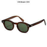 Lemtosh Style Polarized Sunglasses For Men's Vintage Classic Round Mart Lion C10 Brown G15 Size L 49mm 