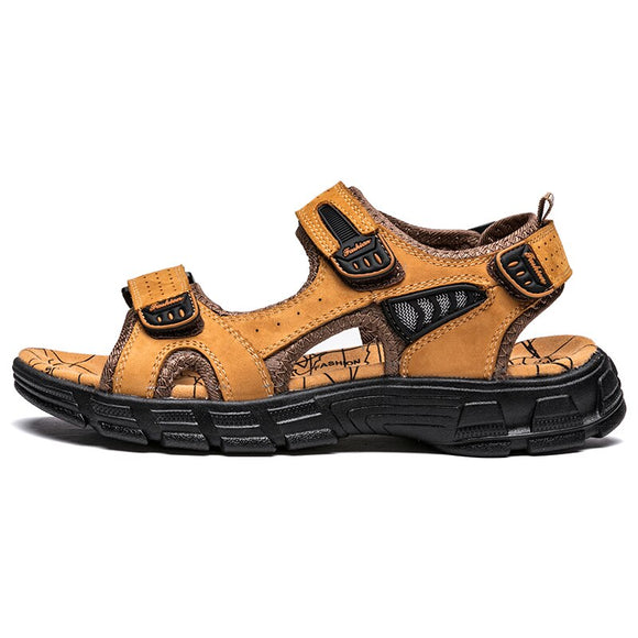 Beach Shoes Men's Slippers Summer Sandals Leather Sandals Outdoor Non-Slip Garden Hiking Mart Lion Golden Eur 38 
