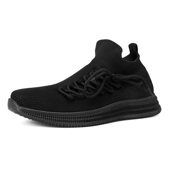 Fujeak Lightweight Knitted Loafers Breathable Sock Shoes Men's Non-slip Sneakers Casual Running Mart Lion Black 39 
