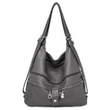 Genuine Leather Handbags Multifunction Casual Tote Bag Bagpack Mochilasr Women Shoulder Ladies bags Mart Lion Gray-49  