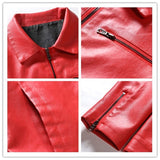 Men's Leather Jackets Steampunk Vintage Red Black Zipper Pu Leather Outerwear Motorcycle Windbreaker for Bomber Coats Mart Lion   