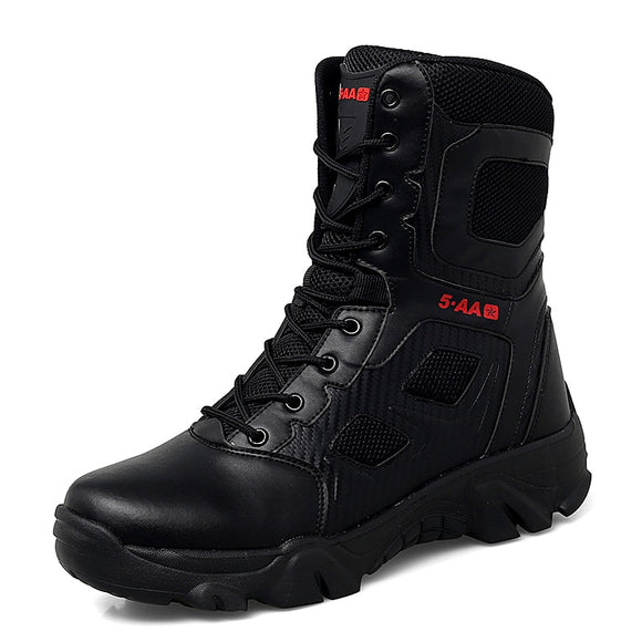 Men's Tactical Military Boots Casual Shoes Leather Army Motorcycle Ankle Combat Black Militares Hombre Mart Lion   