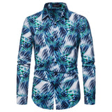 Shirts Men's Dress Casual Abstract Spider Web Print Long Sleeve Camisa Social Gradient Elasticity Mart Lion YS051 S 