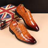 Casual Leather Shoes Men's Buckle Square Toe Dress Office Flats Wedding Party Oxfords Mart Lion Light Brown 37 China