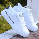 Men's Casual Shoes Lightweight Breathable White Shoes Flat Lace-Up Skateboarding Sneakers Travel Tenis Masculino Mart Lion 8616-White Black 39 