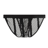 Men's Underwear Ropa Interior Hombre Mesh Gay Briefs Hollow Out Calzoncillos Slip Sissy Underpants Lingerie Solid Cuecas Mart Lion Black S 