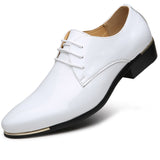 Men's Patent Leather Shoes White Wedding Shoes Black Leather Soft Dress Shoes Mart Lion White 38 