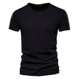 100% Cotton Men's T-shirt Casual Soft Fitness Summer Thin Home Clothes O-Neck Short Sleeve Soild Mart Lion F038-black CN Size S 50-55kg 