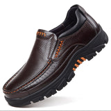 Autumn Genuine Leather Shoes Men Loafers Soft Cow Casual Breathable Footwear Rubber Black Brown Slip-on Mart Lion brown 38 