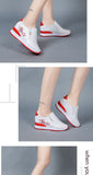 Leather White Shoes for Women Height Increasing Insole Thick Bottom Versatile Slip-on Casual Breath Mesh Mart Lion   