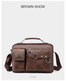  Men's Shoulder Bag Portable PU Leather Handbag Briefcase Travel Crossbody Bags Qualit Mart Lion - Mart Lion