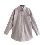 Green Women's Oversize Shirt 100% Cotton Blouse Autumn Casual Basic Top Long Sleeve Loose Beautiful Blouses Mart Lion   