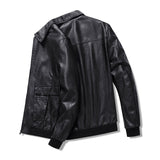 Men's Autumn Causal Vintage Leather Jacket Coat Outfit Design Motor Biker Zip Pocket PU Leather Jacket Mart Lion   