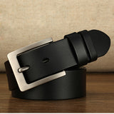 Leather Men's Belts Cow Genuine Leather Belt Pin Buckle Cinturones Para Hombre Mart Lion Black China 105cm(waist85-90cm)