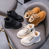 Autumn Winter Boots for Kids Leather Shoes Thicken Warm Girl Snow Cotton Boy Sneakers Mart Lion   