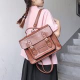 Korean preppy style student school bag pu leather female messenger bags vintage multifunctional Women shoulder bag ladies Totes  MartLion