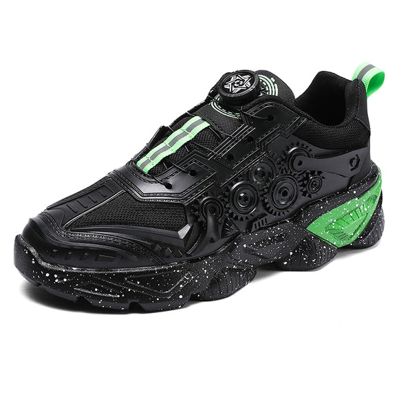 Men's Casual Outdoor Sneaker Thick Bottom Sport Shoes Basketball Non-slip Platform Soft Walking Mart Lion black green 39 