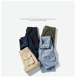 Multi Pocket Solid Color Men's Cargo Pants Solid Color Loose Cotton Straight-Leg Casual Shorts Running Fitness Shorts Mart Lion   