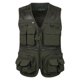 Men's Vest Tactical Webbed Gear Coat Summer Photographer Waistcoat Tool Many Pocket Mesh Work Sleeveless Jacket Male Mart Lion army green L 