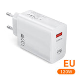 120W USB Charger Fast Charging For iPhone Samsung Xiaomi Mobile Phone Charger Quick Charge 5.0 QC4.0 Power Adapter USB Chargeur Mart Lion EU Plug  
