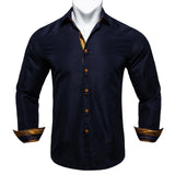 Men's Shirt Long Sleeve Red Solid Blue Paisley Color Contrast Dress Shirt for Men's Button-down Collar Clothing Mart Lion CY-2202 M 