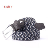 Stretch Canvas Leather Belts for Men's Female Casual Knitted Woven Military Tactical Strap Elastic Belt for Pants Jeans Mart Lion Style F 100cm 