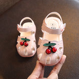 Summer Baby Girls Sandals Cute Cherry Closed Toe Toddler Infant Kids Shoes Princess Walkers Little Girls Shoes Sandals Mart Lion Pink 15 